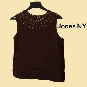 Brown Jones NY Signature Beaded Blouse (XL)